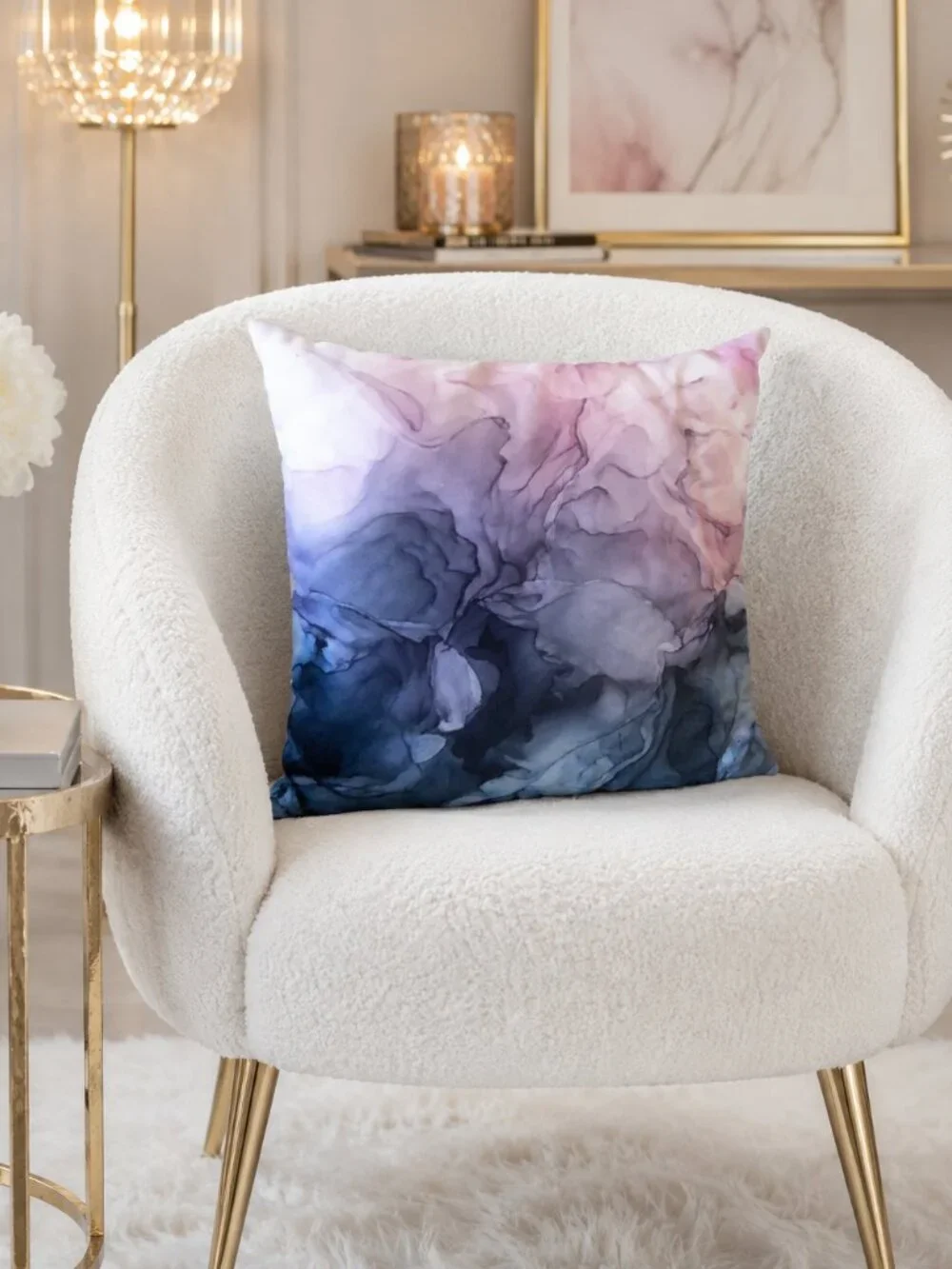 New Abstract Watercolor Modern Boho 16x16 Accent Pillow